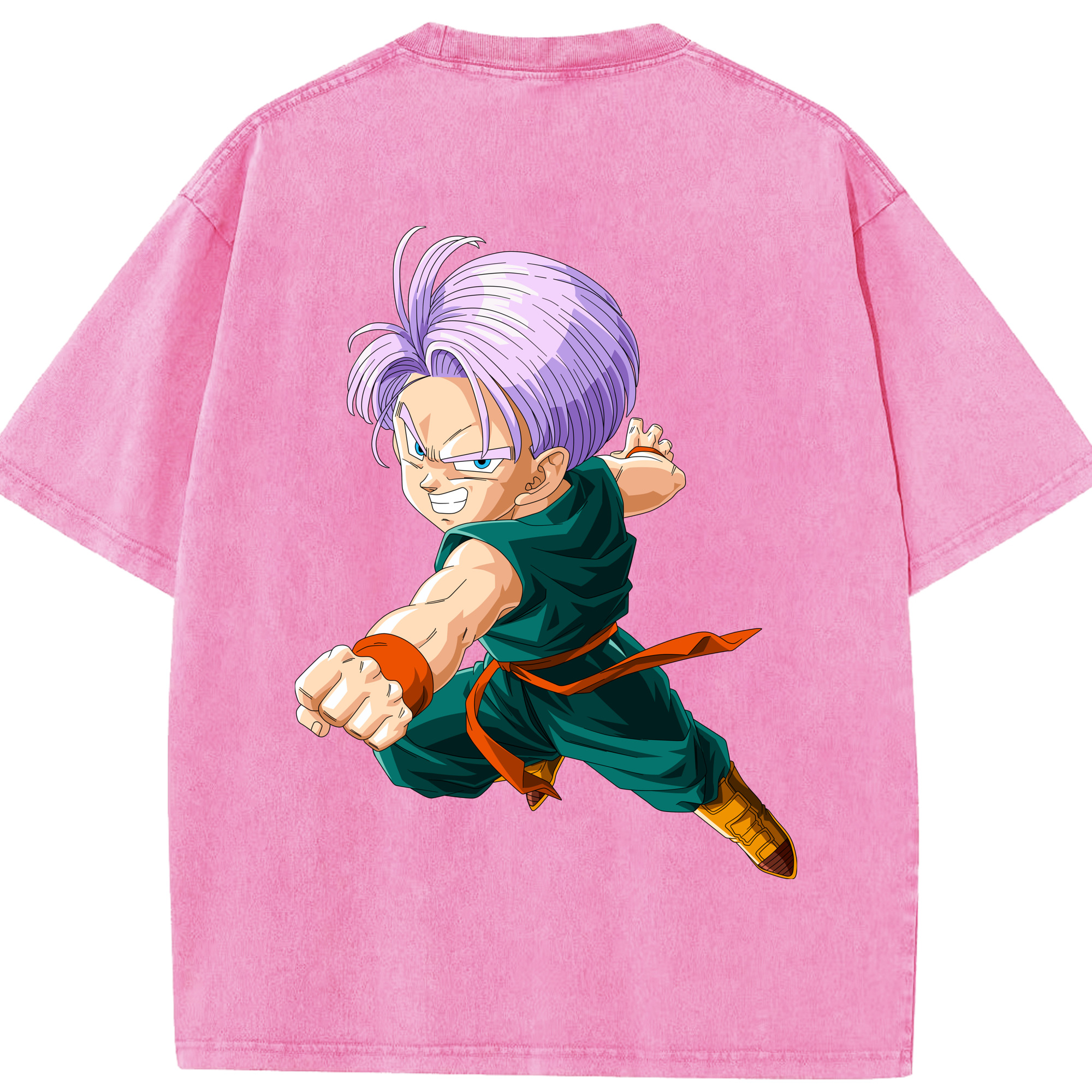 （画像用） ドラゴンボール トランクス（Torankusu）DRAGON BALL Trunks 綿100% ヴィンテージ風 半袖Tシャツ（背面プリント）